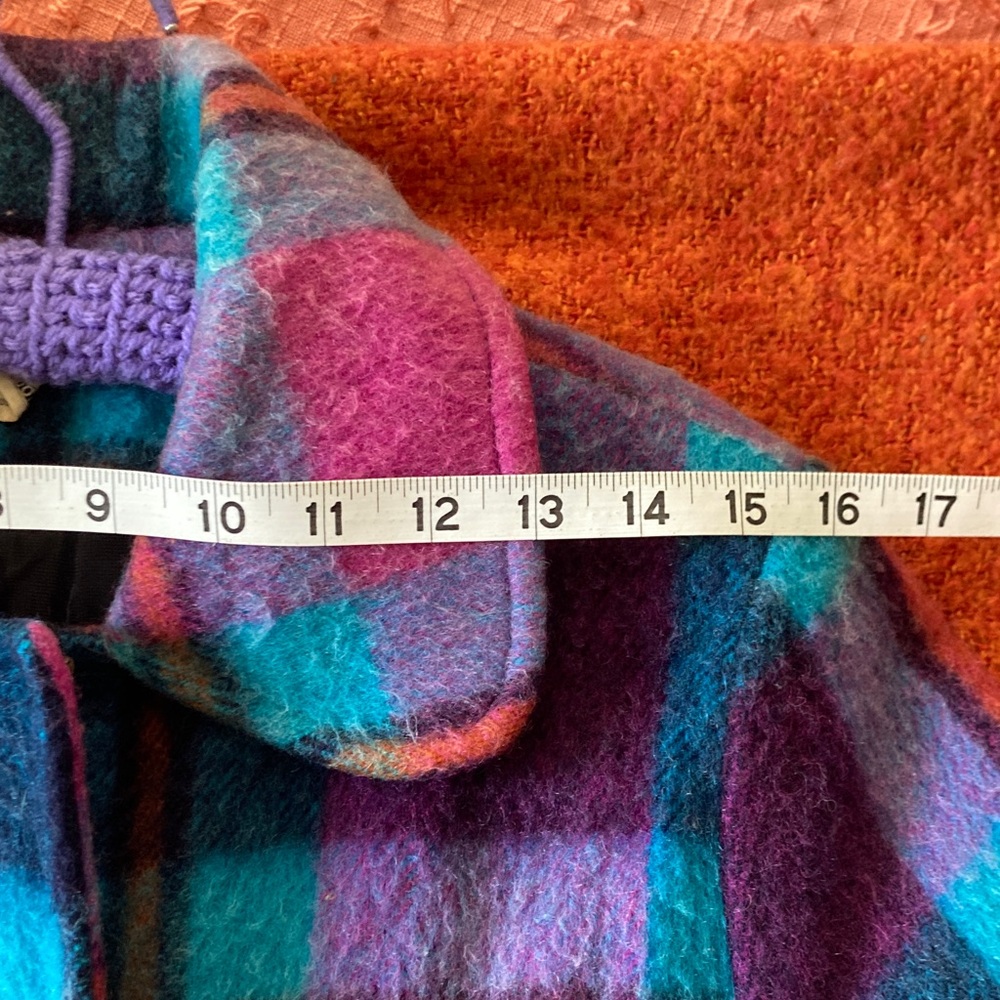 Vibrant Multi-Color Plaid Wool Coat - Picture 11 of 11